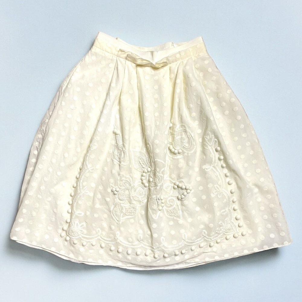 Lela Rose Women’s Ivory Lace Ribbon Beading A Line Skirt Size 4 Special Occasion